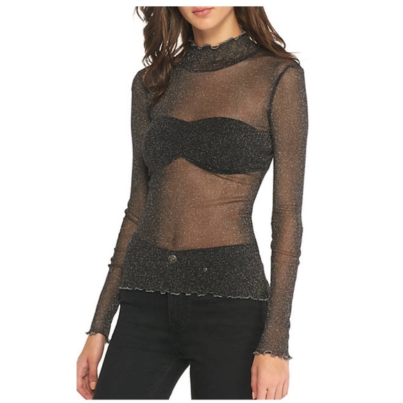 Free People Tops - Free People Pop It Sheer Mock Neck Top